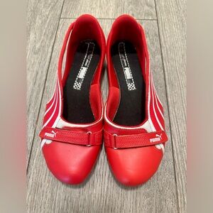 Puma Ferrari Red Slip-ins size 8. Not for narrow heals!